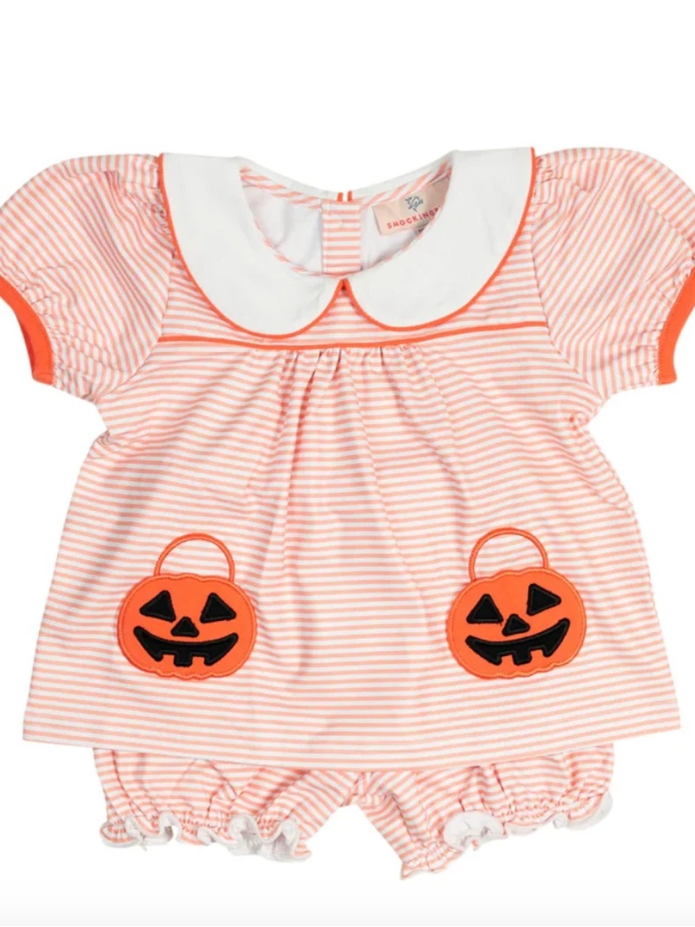 Smockingbird Jackolantern Pockets Striped Knit Bloomer Set Size 12 months